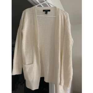 Cream Knitted No Button Cardigan With Pockets